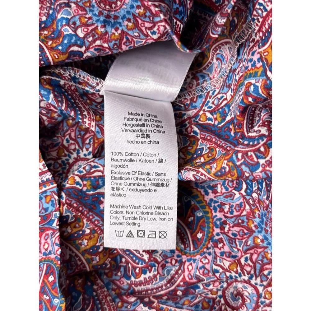 New J Crew x Liberty London Top Medium Womens Puff Sleeve Smocked Paisley Blouse